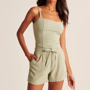 NWT Abercrombie & Fitch linen set (crop top & shorts) in sage green